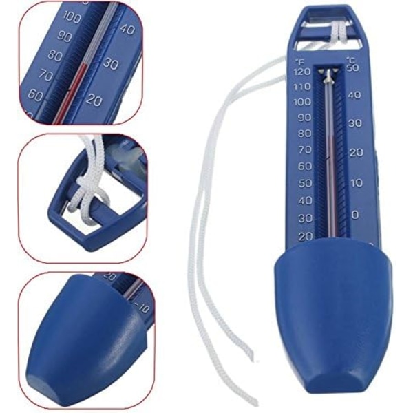 Pooltermometer, Premium-vandtermometre med snor, integreret lomme og brudsikker, ideel til alle svømmebassiner