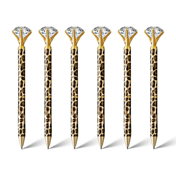 Diamantpen, 10 stk. Leopard Crystal Diamond Penne Bulk, 1,0 mm Medium Point Sort Blæk Kuglepen, Metal Twist Søde Penne