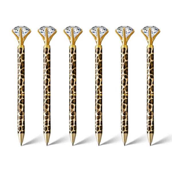 Diamantpen, 10 stk. Leopard krystal diamantpenne Bulk, 1,0 mm Medium Point Black Ink Kuglepen, Metal Twist Cute Penne