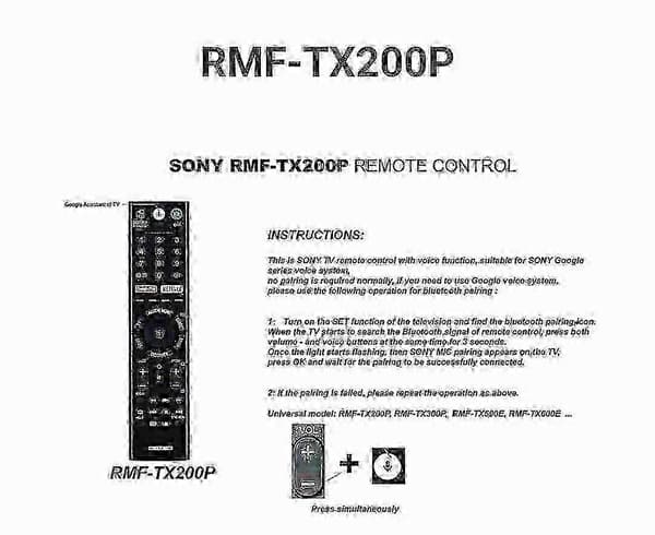 RMF-TX200P For Sony 4K Android Stemme Bluetooth TV Fjernkontroll RMF-TX500E)
