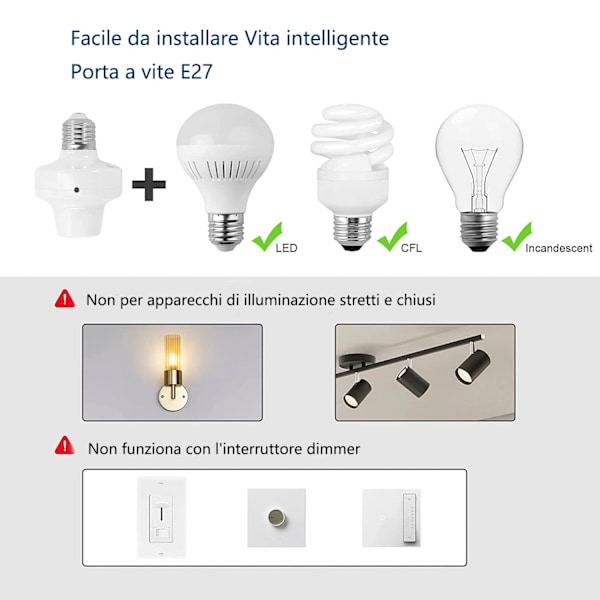 E27 Sockel Trådlös Fjärrkontroll Ljusströmbrytare Kit, Trådlös PÅ/AV Timer Strömbrytare, LED Lamphållare, Fläkt, Glödlampa (Endast RF)