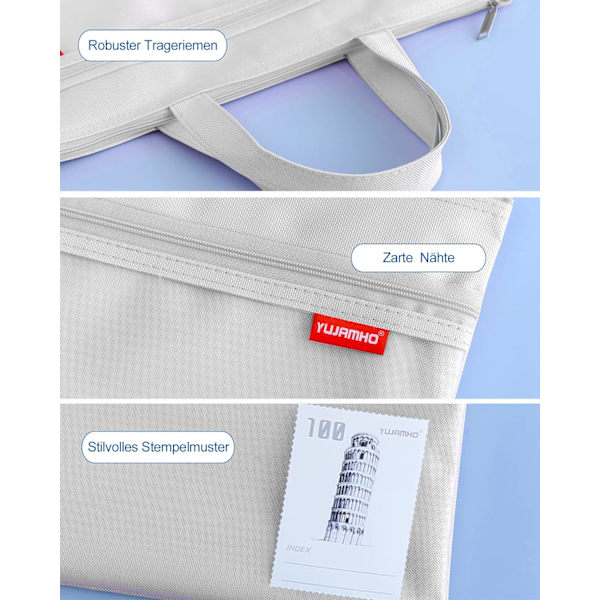 A4 Dokumentväska Dragkedja Väska Nylon Mesh Väska Vattentät Dubbel Dragkedja Små Etiketter Student Kontorsmaterial Resväska Grå Gray