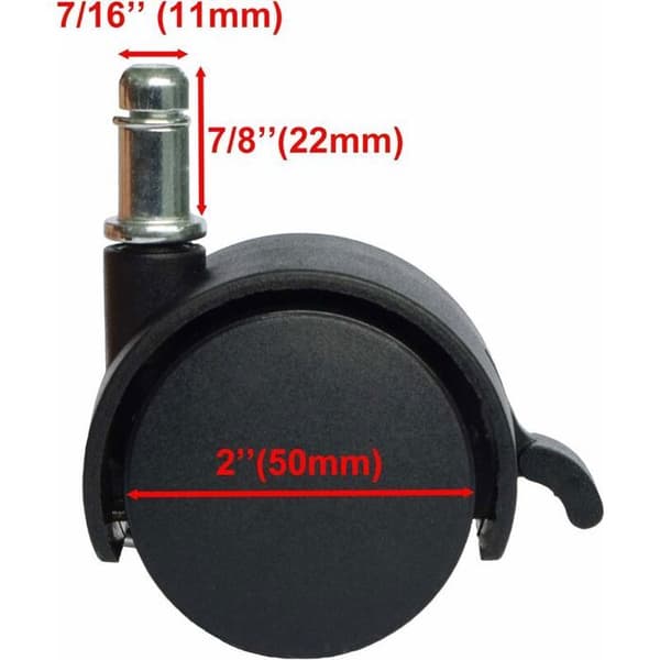 51 cm Erstatningshjul med brems for kontorstol, sett med 5 YYV
