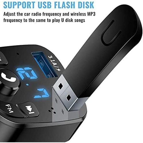 4T4+ Ultimate Dual Port USB Auto FM-lähetin - Langaton Bluetooth -autoradiosovitin handsfree-puheluilla ja USB latauksella