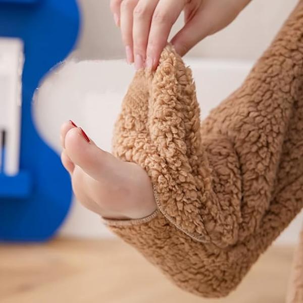 Overknees Fuzzy Sokker Vinter Plysj Lange Beinskjolders Myke Toesko Strømper Kvinner Jenter Jul Hjem Sovesokker, Brun