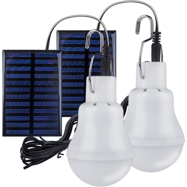 2 bærbare solcellecampinglys, solcellelamper LED solenergi nødlys Havelys med krogpærepanel