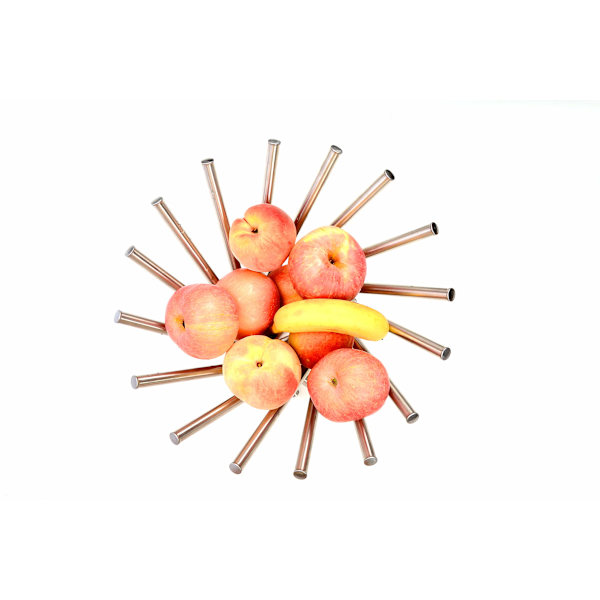 Kreativ frugtskål i rustfrit stål med rotation/frugtkurv/frugtstativ/frugholder, sølv