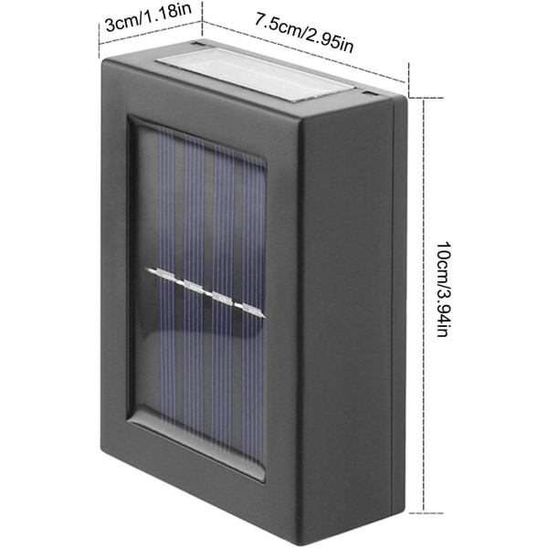 Set med 2 utendørs solcellevegglamper, kaldt hvitt Cool White