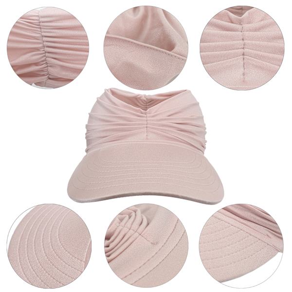 Visor Hat, Solhatt Dame Solbeskyttelse Strandhatt Bred Bremskjerm Solhatt med UV-beskyttelse for Sport Golf Tennis Utendørs Strand 56-65CM pink