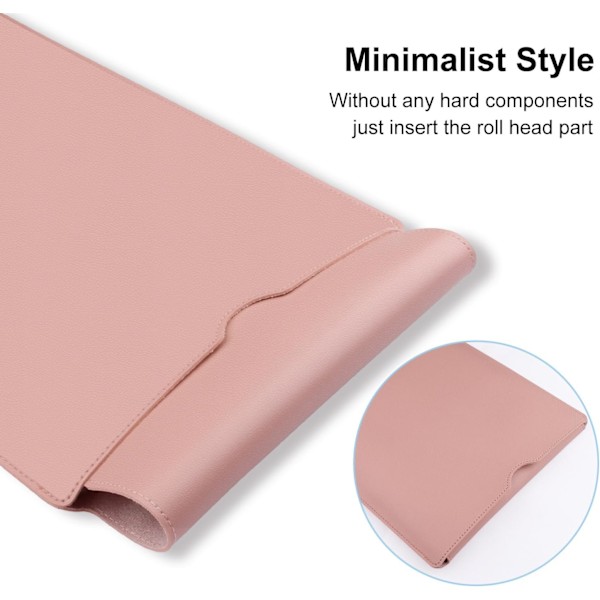PU-läderfodral för MacBook Air 15 tum A2941 M2-chip, inre mjuk fluff tjock vadderad bärbar resväska (rosa)