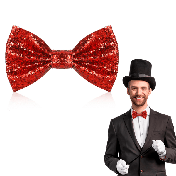 Glitter Bow Tie Sparkling Sequin Bowtie & Adjustable Strap Buckle Shiny Glittering Pre-tied Bow tie for Men Bachelor Dance Hen Night Party Christmas