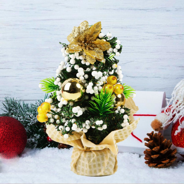 Pakke med 3 små mini-juletræer kunstige juletræer til julebordsdekorationer