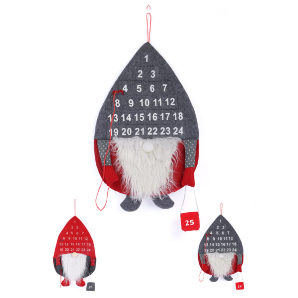 Julefilt adventskalender 2022,Væghængende julenedtællingskalender med lommer 24 dages lommer juledekoration nytårsgave Gray