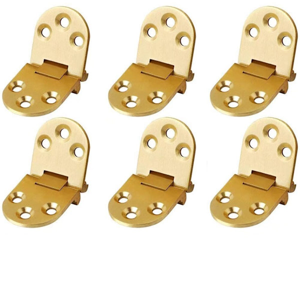 6 stk. flade foldeborde til skabslåger, symaskinebord; zinklegering folde-flip hængsel, guld（80*30mm） Gold