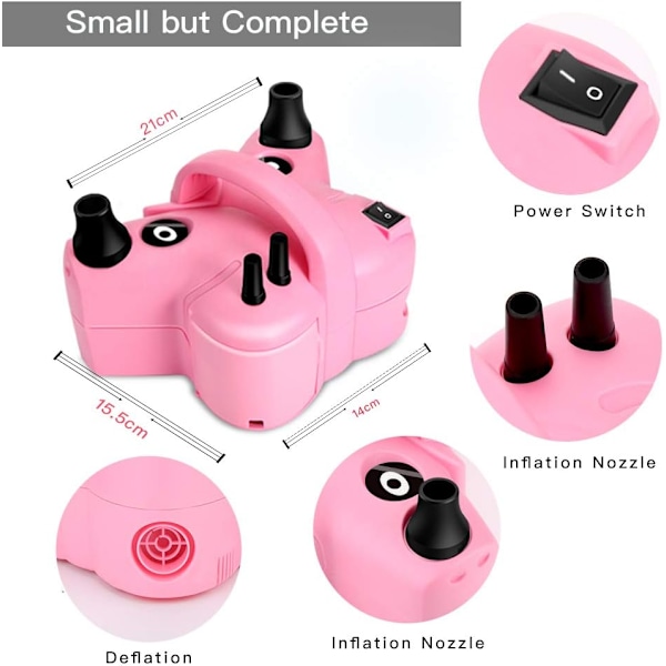 Sähköinen ilmapallopumppu, 3-in-1-sähköpumppu, ilmapumppu/tyhjennyspumppu uimarenkaille, ilmapatjoille, juhliin, syntymäpäiville, häihin