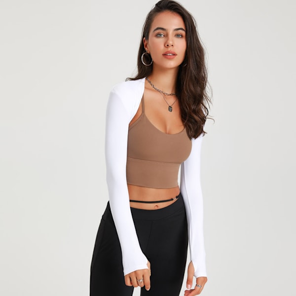 2-delad UV-skyddssjal Arm Sleeve Cooling Shawl Arm Sleeve med fingerhål Solskydd Kylarm Wrap (Svart/Vit)