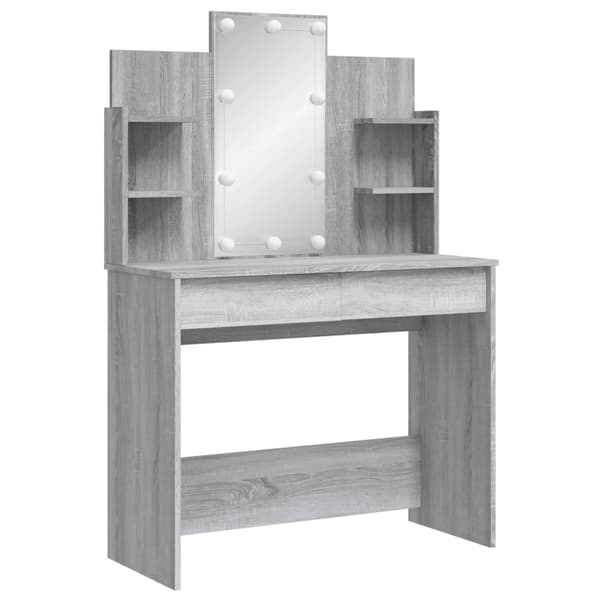 vidaXL Sminkbord med LED Sonoma Grå 96x40x142 cm 34130 Grå
