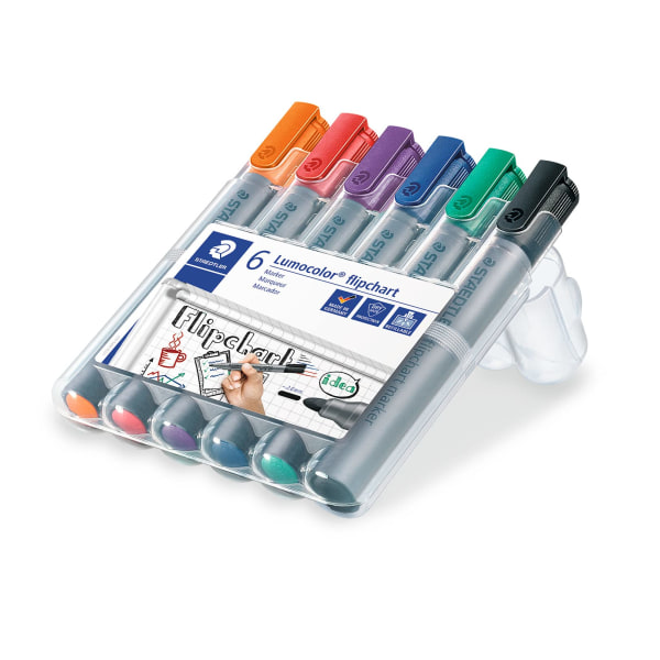 Flipchart Markers - Assorted Colours (Pack of 6)