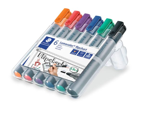 Flipchart-markører - Assorterede farver (pakke med 6)