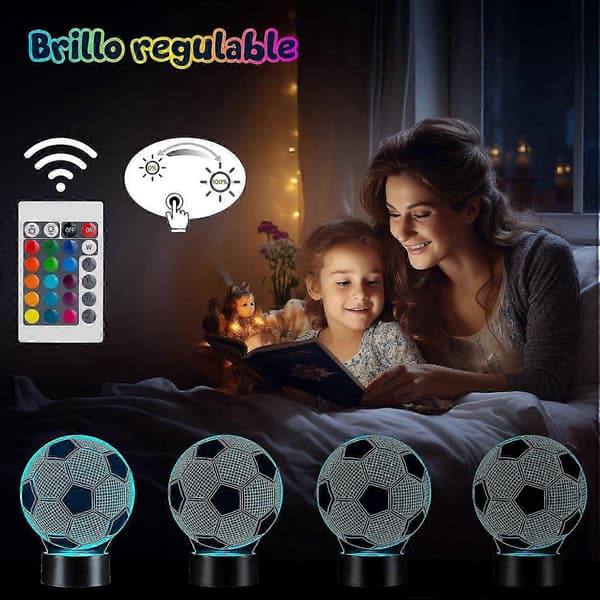 Fotballgave til gutter 8-10 år, 3D LED nattlampe med fjernkontroll, bursdag