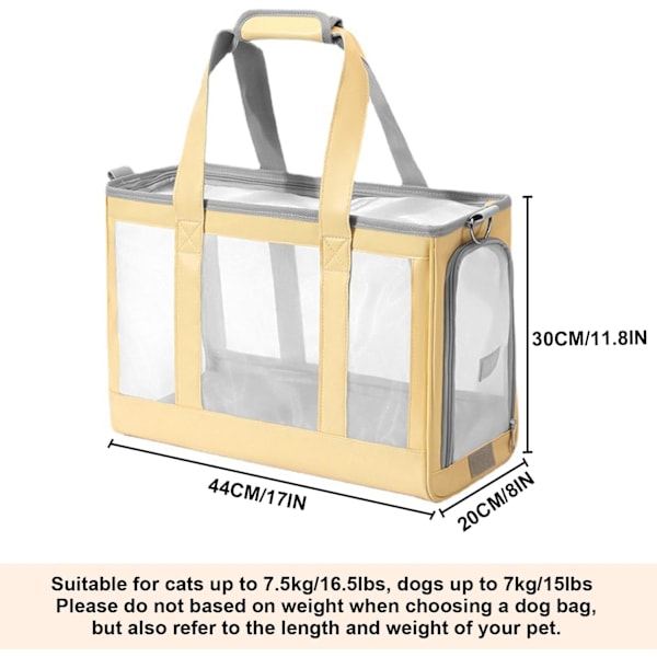Hundebærer til små hunde og katte, åndbar mesh blød-sidet lille kæledyrsbærer taske (gul)