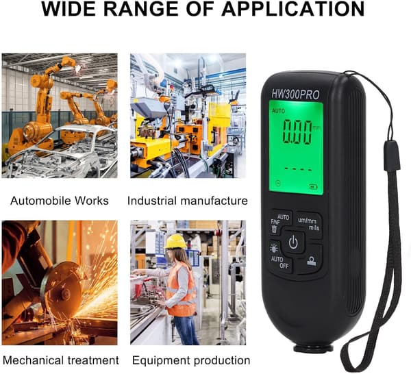Digital Coating Thickness Gauge, Portable Paint Thickness Meter, 0-2000UM Range, Coating Measuring Tool(Black) Black