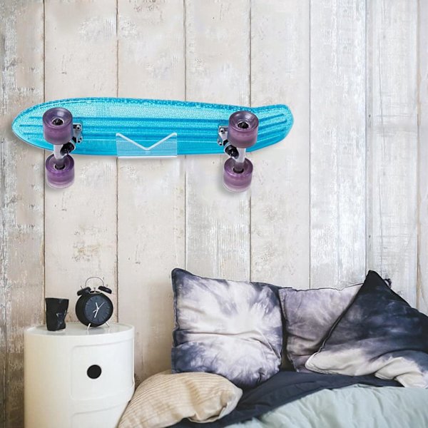 Väggfäste för skateboard, skateboarddäck display väggmonterad hållare rack för longboards, hållbar hög belastning bärande skateboard avsats akryl, 1 st