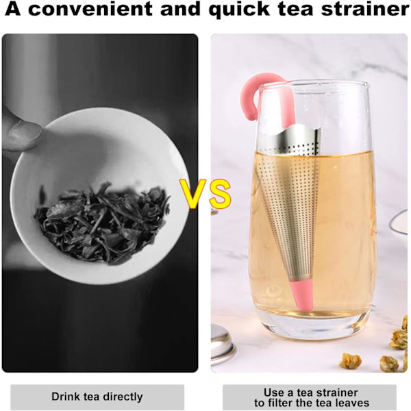 2 st återanvändbara paraply teinfuser med droppbricka för tekoppar, muggar och tekannor, tesil i rostfritt stål med fina maskor (röd & blå)