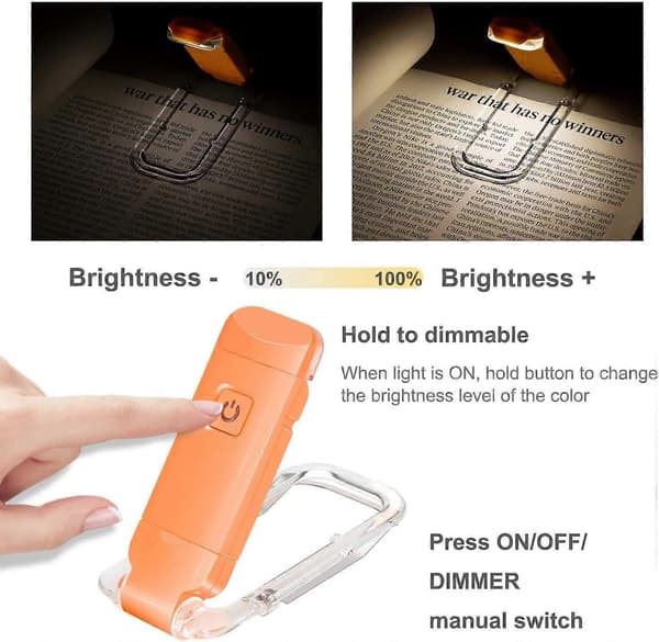 1 stk. USB-oppladbar leselampe, egnet for lesing i sengen
