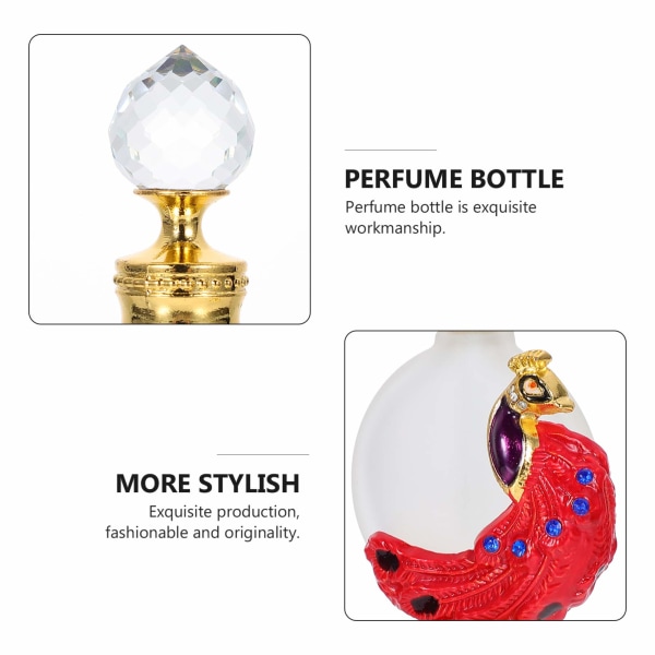 Rejseparfumer til kvinder Beholdere 1 stk parfumeflaske tom vintage påfugleform dekor glasparfume med dråbe til æterisk olie (rød) Red