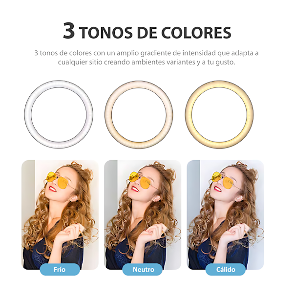 2,1 m stativ og/eller 30 cm/12'' dimbar 3-farget LED-ringlampe for selfies, fotografering, sminke, YouTube-strømming, Tik Tok