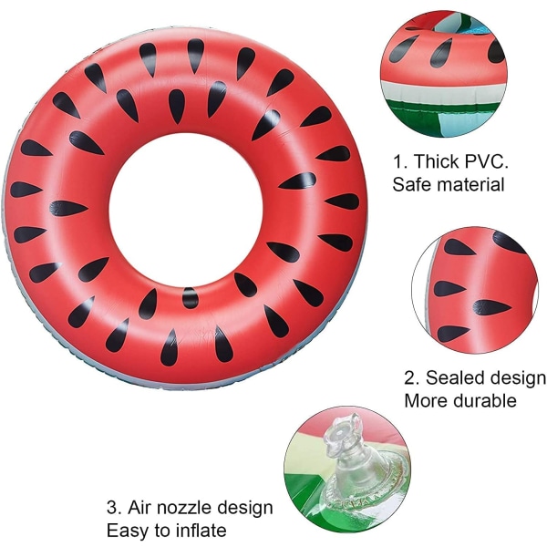 Gummiring til svømning, oppustelig ring, stor svømmering strandlegetøj, svømmerør til svømmebassin til voksne (75 cm) (rød)