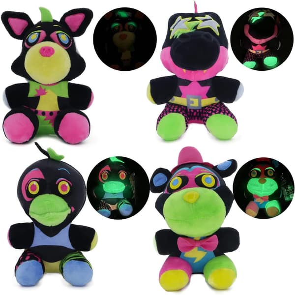 Glow in The Dark Plushestofdyr Sort Lys Plushestøj, 4 Gyldne Bjørnfigurer, Samleobjekter til Børnefans