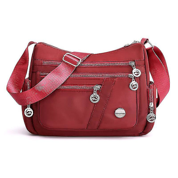 Modeväska i Vattentätt Nylon för Kvinnor, Enkelsidig Axelväska, Crossbody Väska, Handväska, Messenger Väska (Svart) red