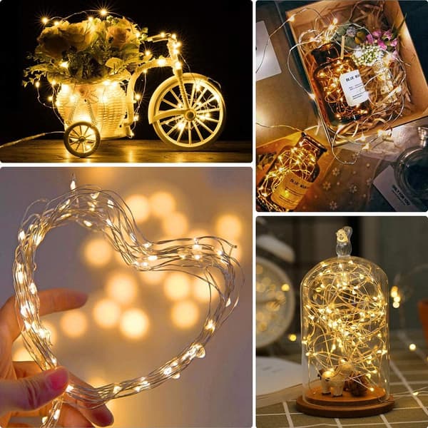 Pakke med 10 2M 20LEDs mini fe-lys med batteri, fe-lystråd