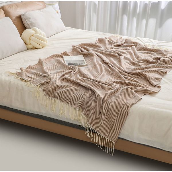 Koselig teppe, sengeteppe, sofa, ullpledd, teppe, pledd, sofateppe, fluffy sofateppe, merino teppe, fluffy varmt pledd Khaki 127*172cm