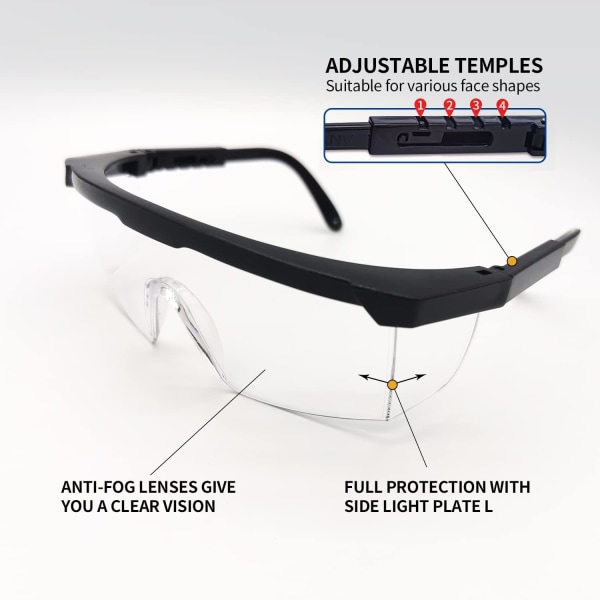Säkerhetsglasögon Skyddsglasögon Anti-Scratch Googles för Män Kvinnor Klar för DIY, Lab, Svetsning, Slipning, Cykling, Laboratorium