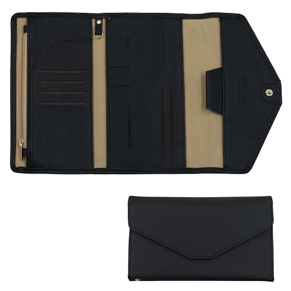 Multifunktionell reseplånbok, RFID-blockerande reseplånbok passfodral, dokumentorganisatör passfodral för pass, kreditkort (svart) Black