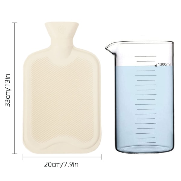 Varmtvannsflaske med deksel Stor kapasitet på 2 liter, premium strikket deksel avtagbart og vaskbart, slitesterk varmtvannspose