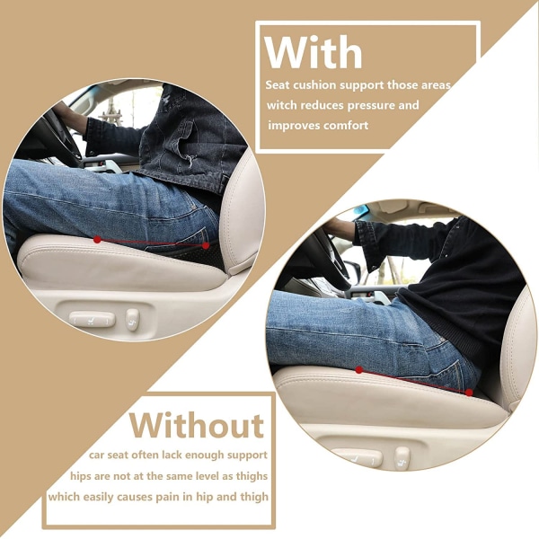 Autosædehynde, ergonomisk sædehynde til bil, memory foam-autosædebetræk, ortopædisk sædehynde til autostol, roadtrip-nødvendigheder (sort)