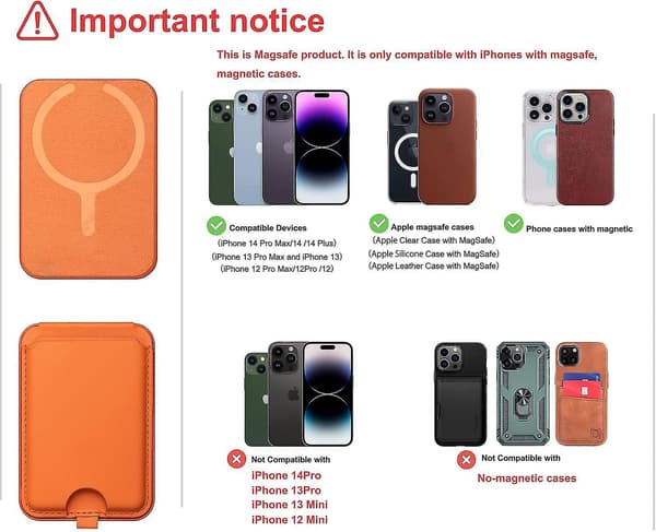 Magnetiskt Stativ Magsafe Plånbok, Magnetisk Plånboks Kortinnehavare Med Stativ, Magsafe Läderplånbok Justerbart Stativ Orange