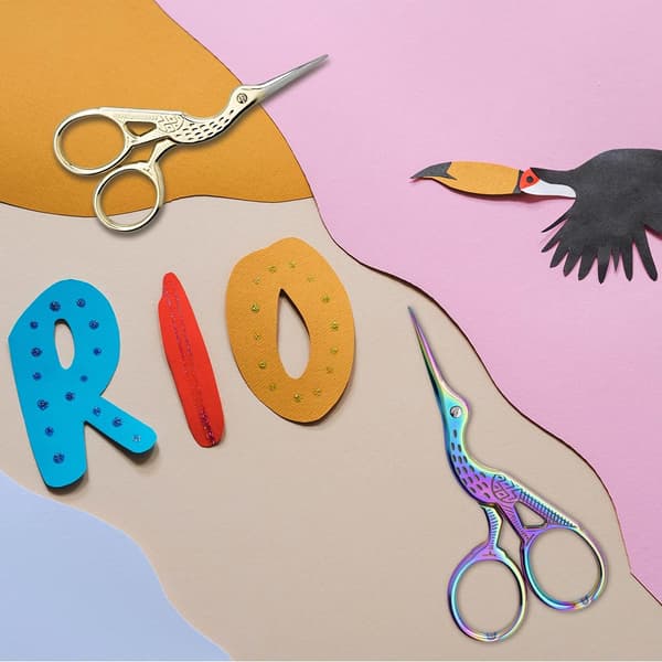 Broderisax, små klassiska rostfria sömnadssaxar stork spetsig spets (2 st)
