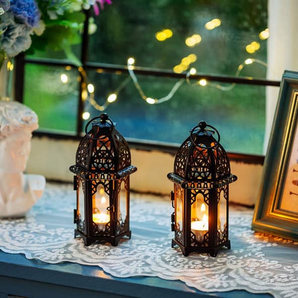 2 stk. Metall Tealight Lysestake Liten, Svart Black 2pc