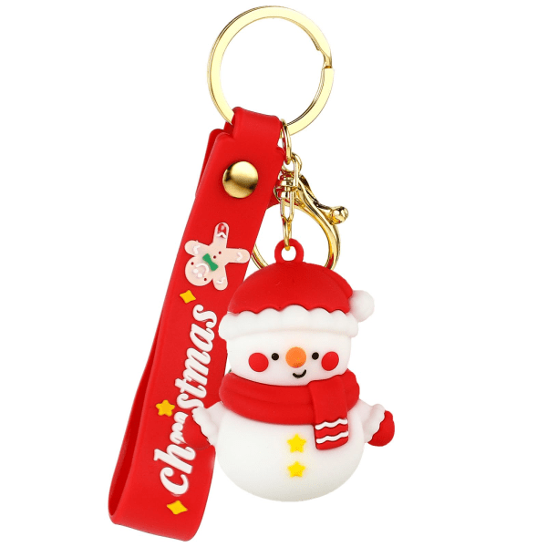 Jule nøkkelring gave, søt tegneserie jule nøkkelring Santa silikon armbånd nøkkelring for jenter kvinner skolesekk snowman