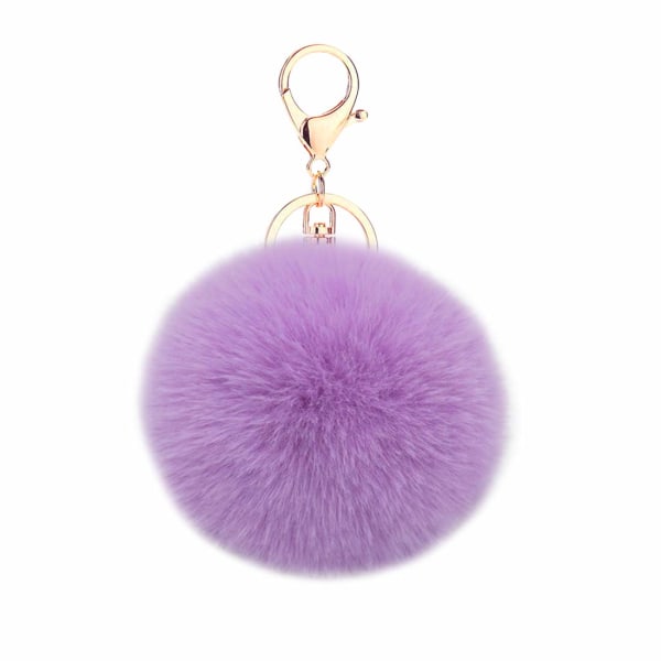 Nøglering fluffy nøglering bolde grå fluffy