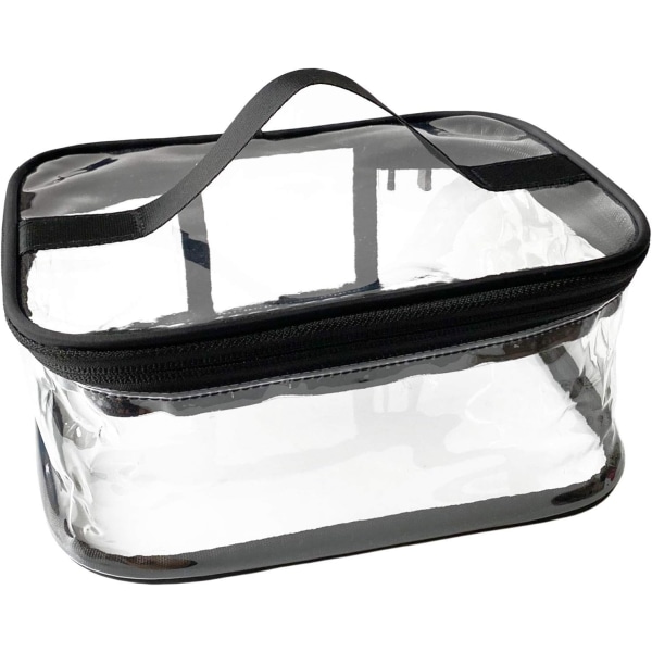 Toalettväska Makeup Kosmetisk genomskinlig väska Bärbar Vattentät Transparent Resor Stor förvaring- Svart Black