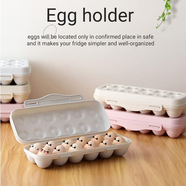 Kjøleskap Egg Oppbevaringsboks 18 Rom, Beige