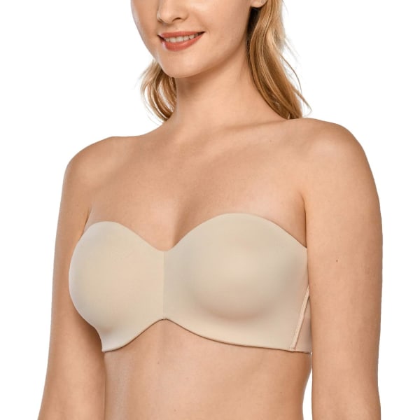 Kvinnors axelbandslösa behåar med bygelstöd, vadderade plus size minimizer-behå (34/75E) 75E