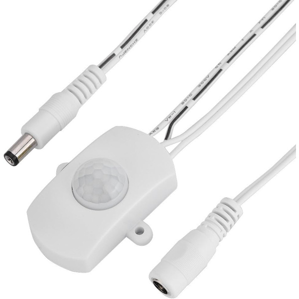 4A DC 5-24V Mini PIR Infrarød Bevægelsessensor Skifte Fleksibel LED Lysstrimmel, Hvid Sort (hvid)