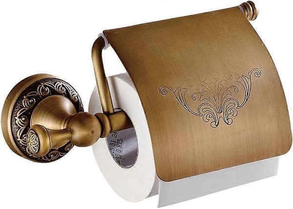 Vintage-kaksoiskoukullinen pyyhetanko antiikkipronssipinnoitetulla WC-paperitelineellä